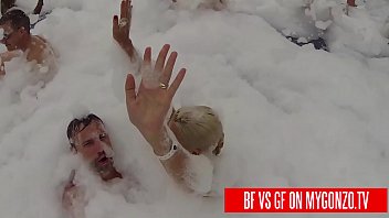 Boyfriend VS Girlfriend Titus Steel VS Jasmine Rouge Have Public Sex During A Punta Cana Foam Swimming Pool Party