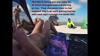 Exhibitionist Wife 511 Mrs Kiss Gives Us Her Nude Beach POV View Of A Voyeur Jerking Off In Front Of Her And Several Other Men Watching