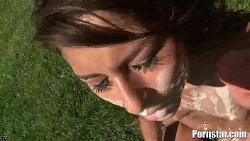 Brunette Hottie Aj Estrada Getting Plastered With Cum