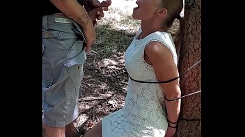 Belgian MILF Gets Tied Up In Woods And Sucks Dick