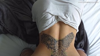 My Stepsister Loves To Suck My Cock And Ride It While Watching Telvision Interracial 4K HD Littlesexyowl Creampie
