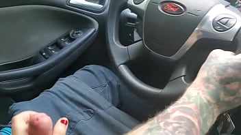 Playing With His Dick And Cum Denial While Driving